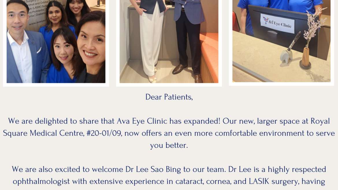 Ava Eye Clinic Expands: Welcoming Dr Lee Sao Bing to Our Team